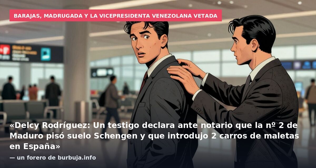 Barajas, madrugada y la vicepresidenta venezolana vetada: «Delcy Rodríguez: Un testigo declara ante notario que la nº 2 de Maduro pisó suelo Schengen y que introdujo 2 carros de maletas en España» — un forero de burbuja.info