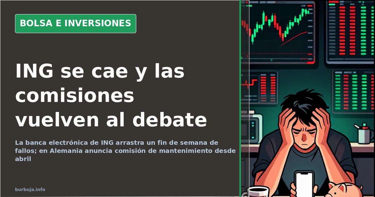 Interfaz de banca electrónica de ING en una pantalla, ilustración de los fallos y las quejas por comisiones