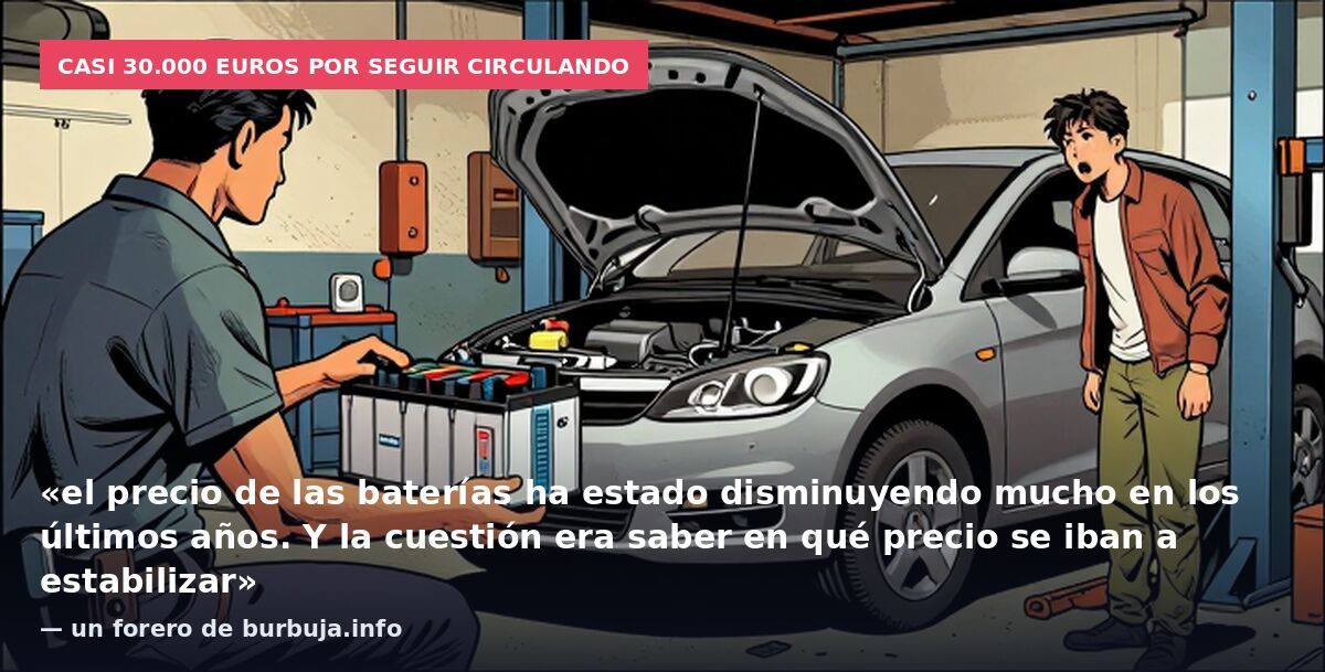 Casi 30.000 euros por seguir circulando: «el precio de las baterías ha estado disminuyendo mucho en los últimos años. Y la cuestión era saber en qué precio se iban a estabilizar» — un forero de burbuja.info