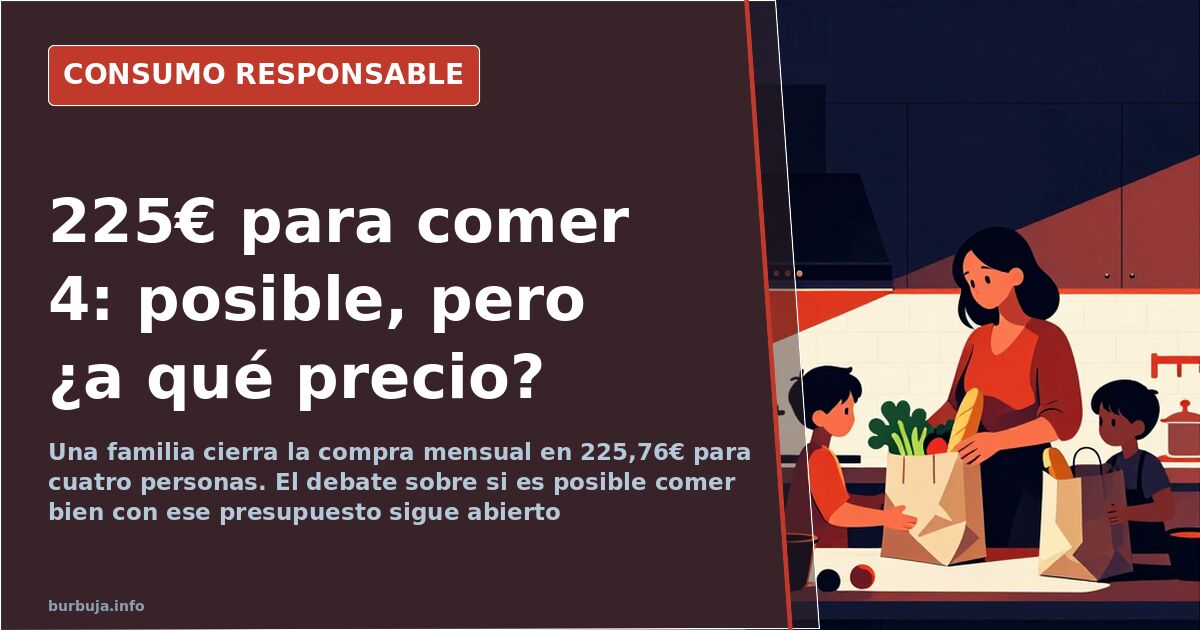 Ticket de compra mensual de supermercado con productos de alimentación, higiene y limpieza para una familia de cuatro persona