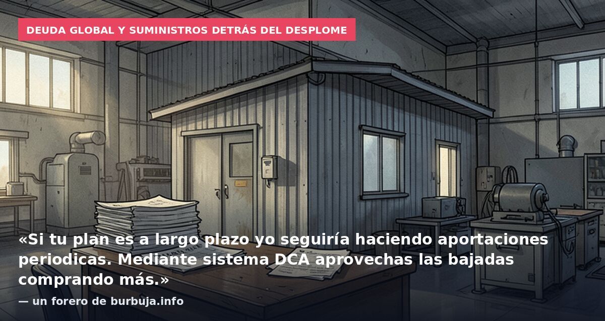 Deuda global y suministros detrás del desplome: «Si tu plan es a largo plazo yo seguiría haciendo aportaciones periodicas. Mediante sistema DCA aprovechas las bajadas comprando más.» — un forero de burbuja.info