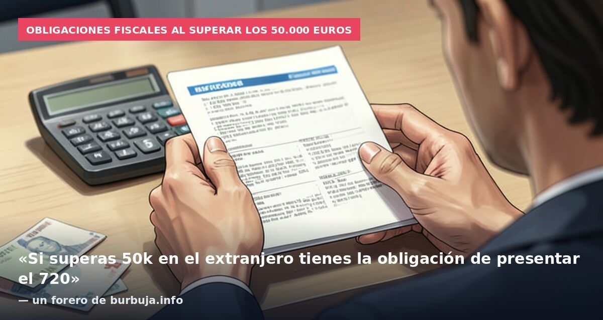 Obligaciones fiscales al superar los 50.000 euros: «Si superas 50k en el extranjero tienes la obligación de presentar el 720» — un forero de burbuja.info