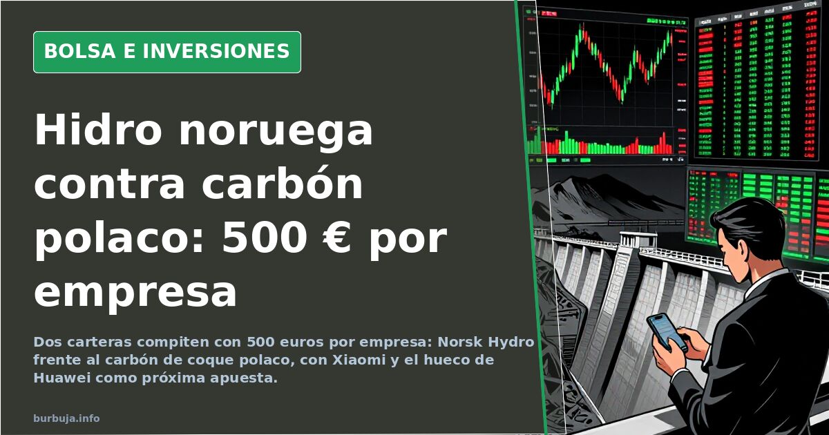 Terminal financiera con velas japonesas en rojo y verde para ilustrar la comparativa de invertir en bolsa entre dos valores e