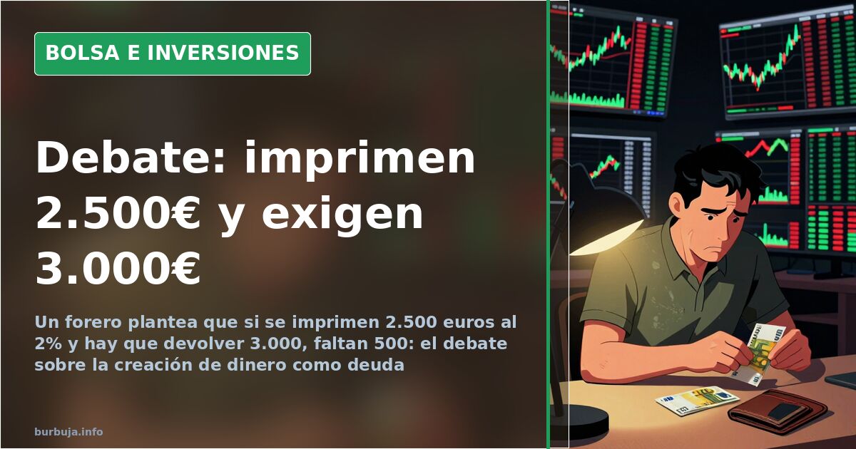 Ilustración de billetes y gráficos sobre la creación de dinero y la deuda