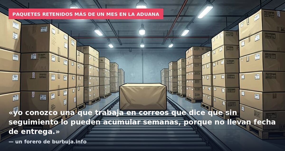Paquetes retenidos más de un mes en la aduana: «yo conozco una que trabaja en correos que dice que sin seguimiento lo pueden acumular semanas, porque no llevan fecha de entrega.» — un forero de burbuja.info