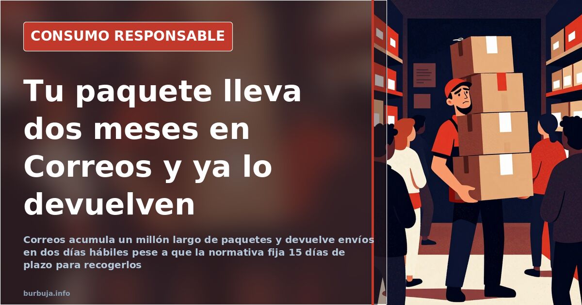 Montaña de paquetes apilados en un centro logístico de Correos durante el colapso de reparto