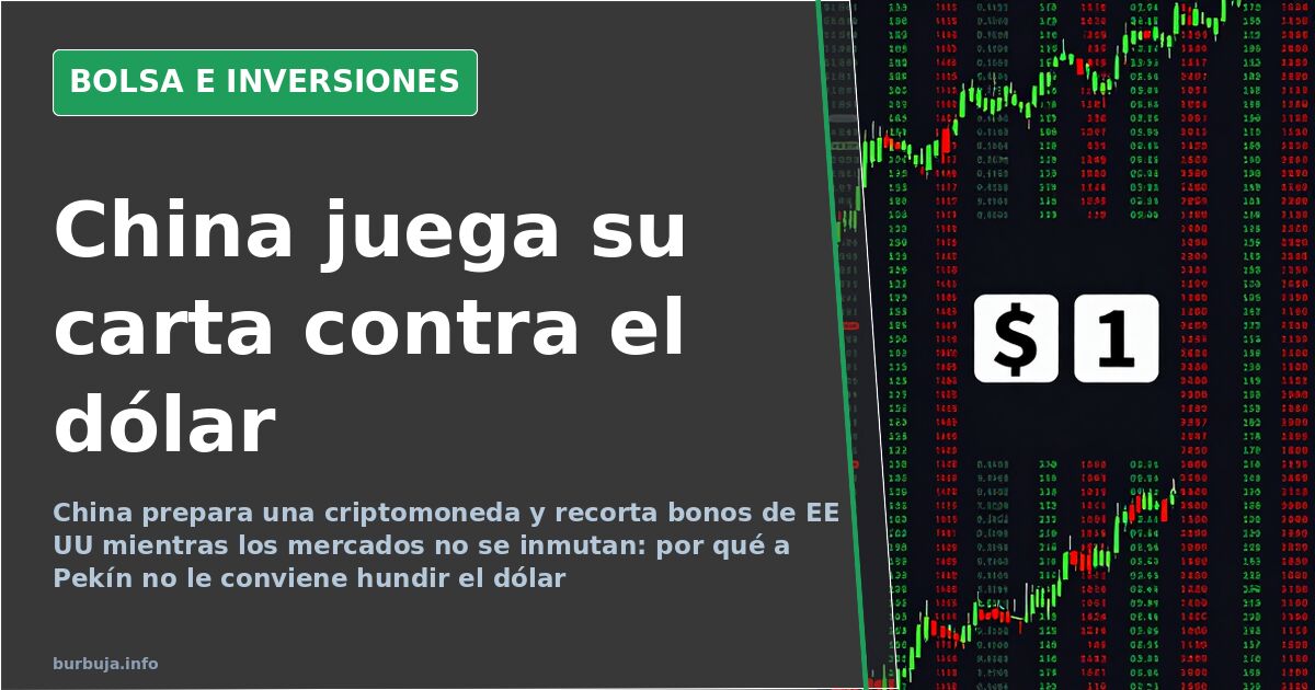 Velas japonesas en verde y rojo sobre fondo oscuro de terminal financiera que ilustra la pugna entre el yuan digital y el dól