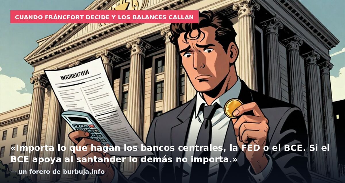 Cuando Fráncfort decide y los balances callan: «Importa lo que hagan los bancos centrales, la FED o el BCE. Si el BCE apoya al santander lo demás no importa.» — un forero de burbuja.info