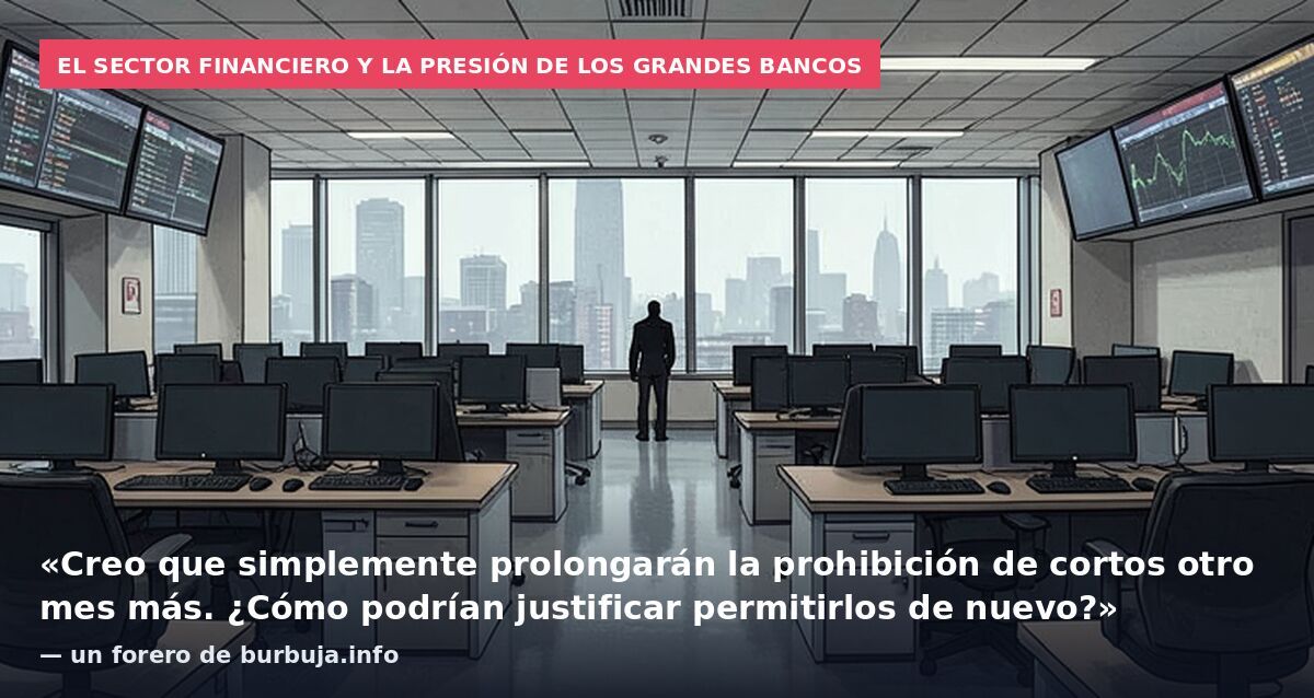 El sector financiero y la presión de los grandes bancos: «Creo que simplemente prolongarán la prohibición de cortos otro mes más. ¿Cómo podrían justificar permitirlos de nuevo?» — un forero de burbuja.info