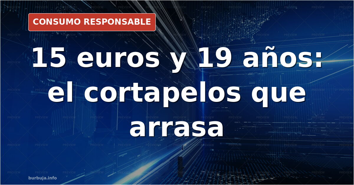 Máquina de cortar el pelo con cable y peine de plástico sobre una mesa, junto a tijeras y aceite lubricante