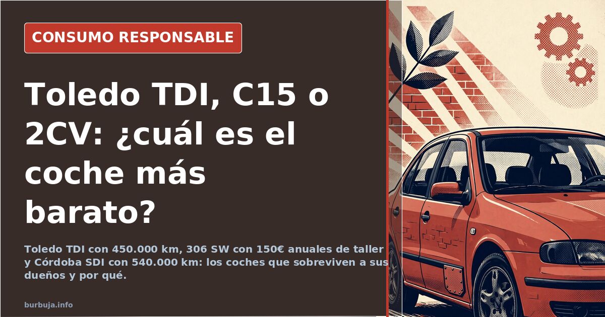 Coche Toledo TDI de los años 90 aparcado en una calle, símbolo del lonchafinismo y del bajo coste de mantenimiento