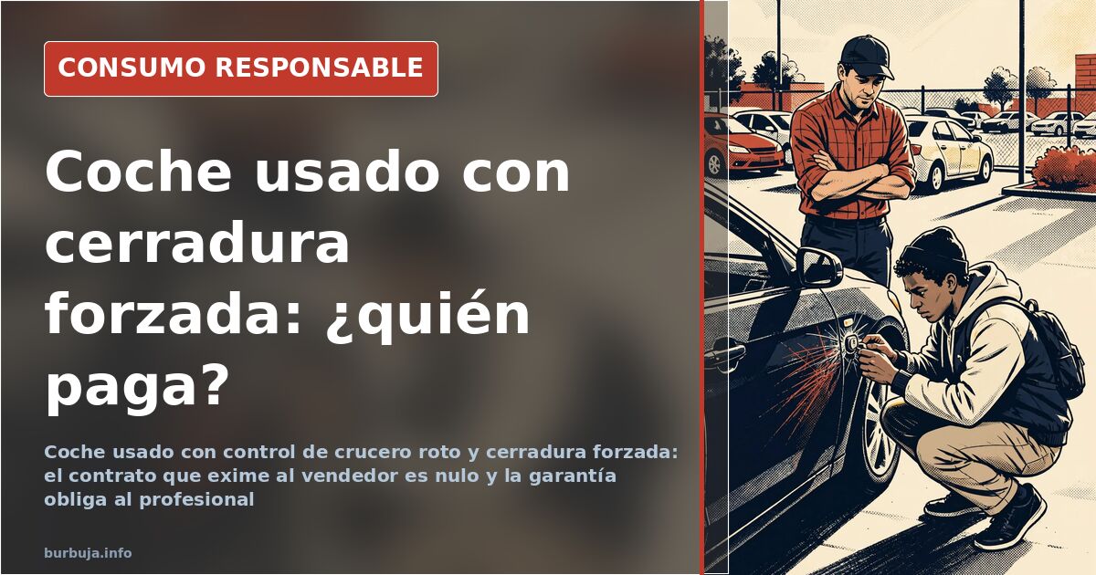 Llave de coche introducida en la cerradura de la puerta del conductor de un vehículo de segunda mano