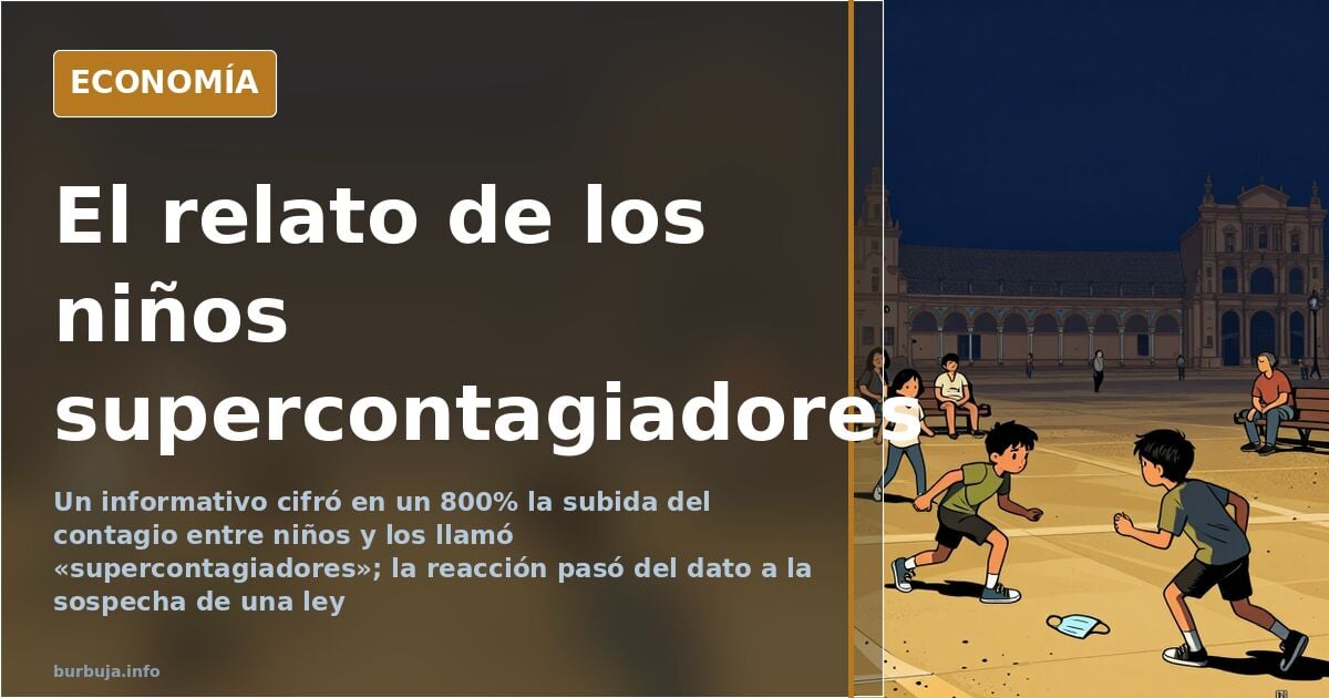 Ilustración editorial sobre el debate en torno a los niños supercontagiadores y los colegios