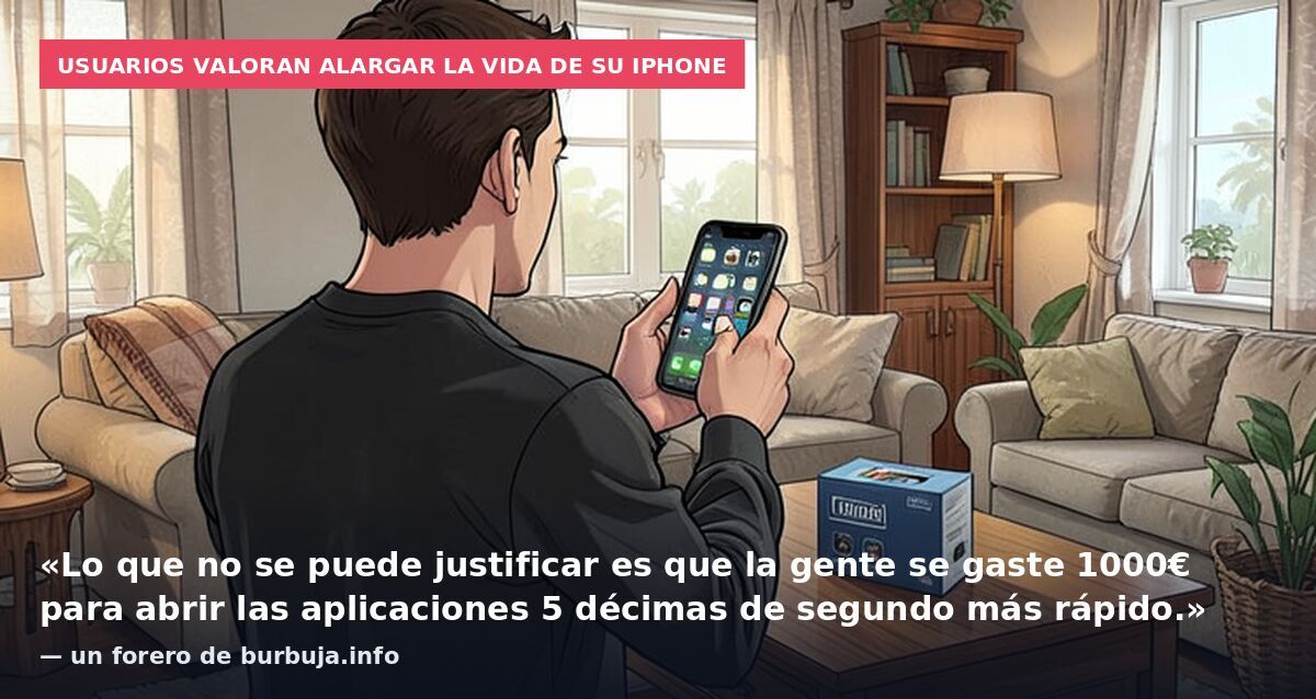 Usuarios valoran alargar la vida de su iPhone: «Lo que no se puede justificar es que la gente se gaste 1000€ para abrir las aplicaciones 5 décimas de segundo más rápido.» — un forero de burbuja.info