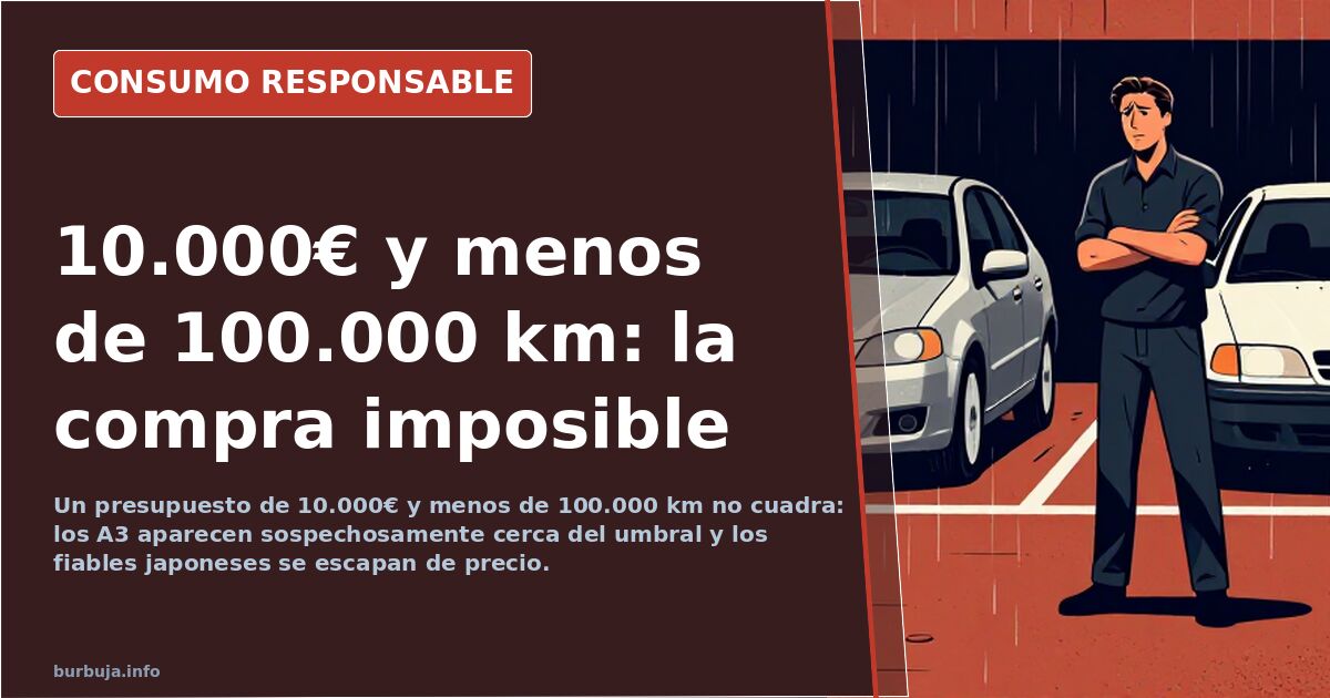 Coche usado de segunda mano aparcado en un concesionario con la cifra 10.000 euros visible en el parabrisas