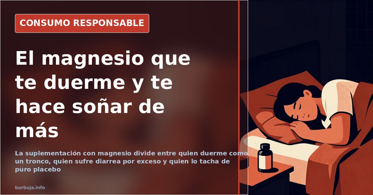 Cápsulas de magnesio y un vaso de agua sobre una mesa, suplemento asociado al descanso y a los sueños intensos