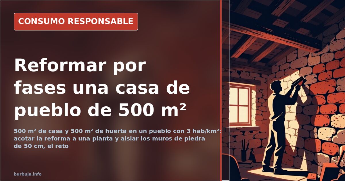 Fachada de una casa de pueblo de piedra con muros gruesos y ventanas pequeñas, rehabilitación de vivienda rural
