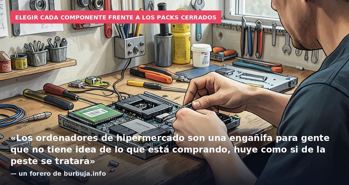Elegir cada componente frente a los packs cerrados: «Los ordenadores de hipermercado son una engañifa para gente que no tiene idea de lo que está comprando, huye como si de la peste se tratara» — un forero de burbuja.info