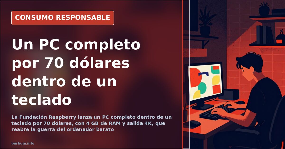 Teclado Raspberry Pi 400 con puertos HDMI, USB y GPIO, un ordenador completo de 70 dólares en formato compacto