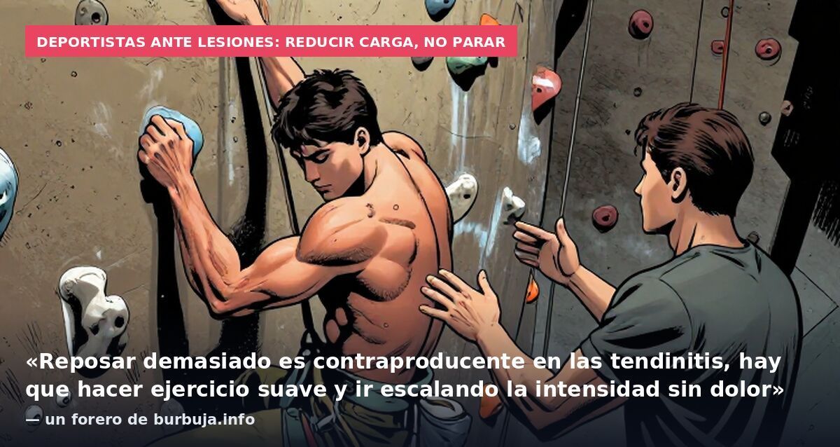 Deportistas ante lesiones: reducir carga, no parar: «Reposar demasiado es contraproducente en las tendinitis, hay que hacer ejercicio suave y ir escalando la intensidad sin dolor» — un forero de burbuja.info