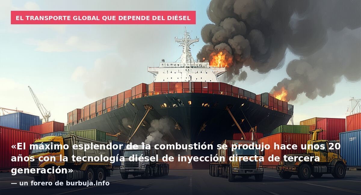 El transporte global que depende del diésel: «El máximo esplendor de la combustión se produjo hace unos 20 años con la tecnología diésel de inyección directa de tercera generación» — un forero de burbuja.info