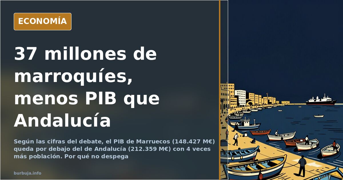 Ilustración editorial de una ciudad de Marruecos con zonas verdes y edificios, para un artículo sobre la economía de Marrueco