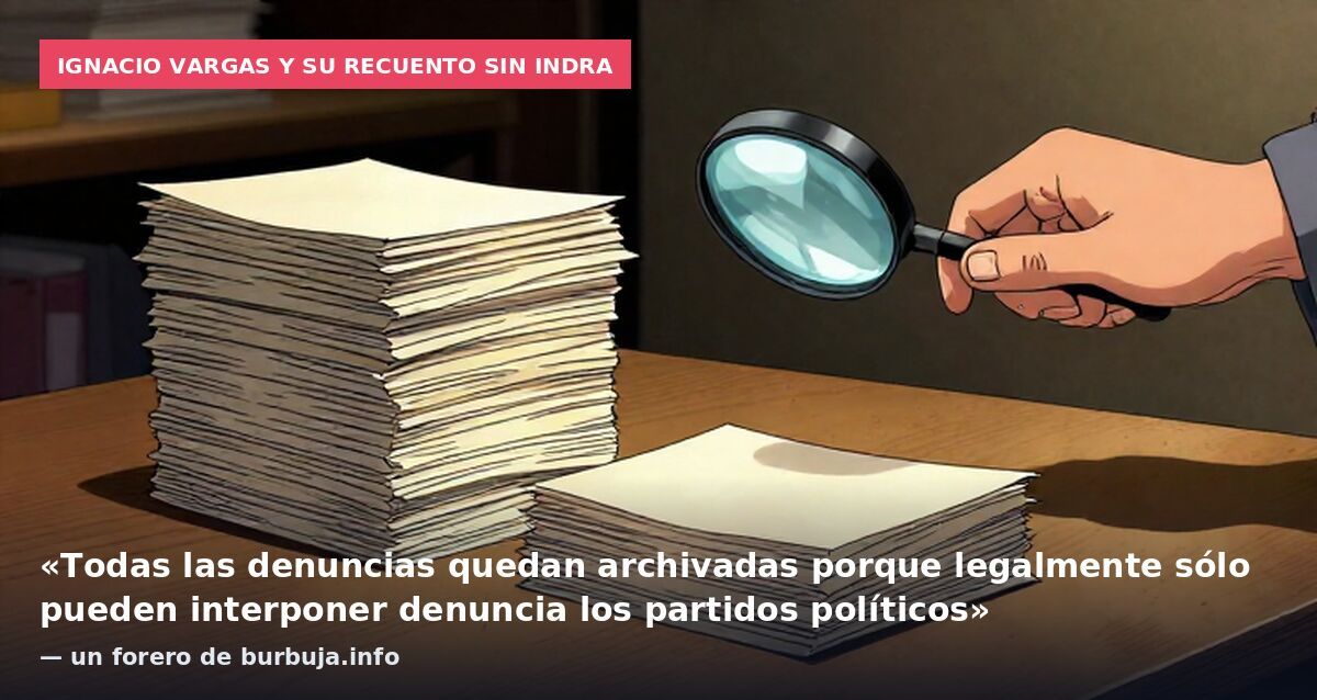 Ignacio Vargas y su recuento sin INDRA: «Todas las denuncias quedan archivadas porque legalmente sólo pueden interponer denuncia los partidos políticos» — un forero de burbuja.info