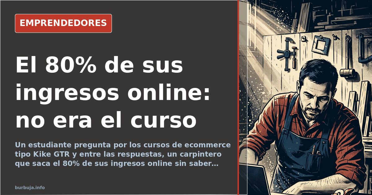 Portátil mostrando una tienda online sobre un banco de carpintero, imagen de las opiniones sobre cursos de ecommerce