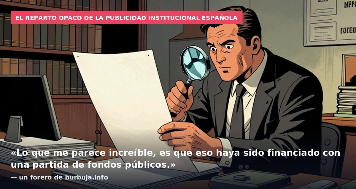El reparto opaco de la publicidad institucional española: «Lo que me parece increíble, es que eso haya sido financiado con una partida de fondos públicos.» — un forero de burbuja.info