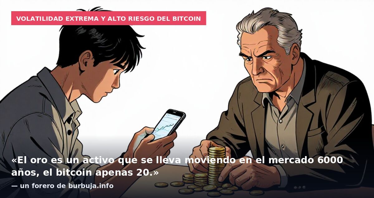 Volatilidad extrema y alto riesgo del bitcoin: «El oro es un activo que se lleva moviendo en el mercado 6000 años, el bitcoin apenas 20.» — un forero de burbuja.info