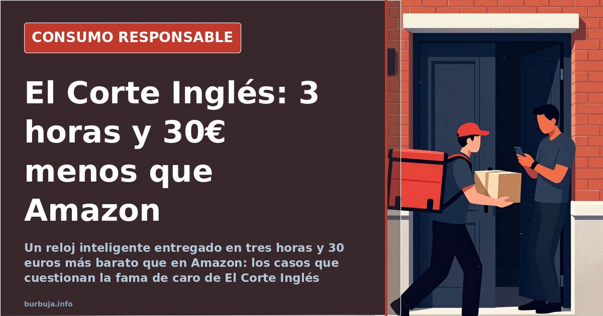 Repartidor de El Corte Inglés entregando un paquete envuelto para regalo en la puerta de una vivienda