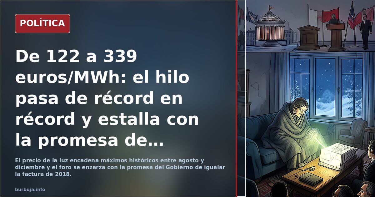 De 122 a 339 euros/MWh: el hilo pasa de récord en récord y estalla con la promesa de pagar como en 2018