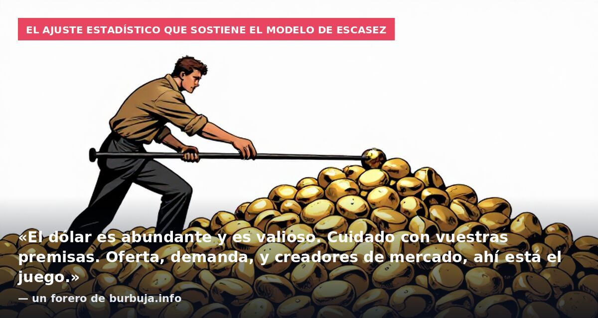 El ajuste estadístico que sostiene el modelo de escasez: «El dólar es abundante y es valioso. Cuidado con vuestras premisas. Oferta, demanda, y creadores de mercado, ahí está el juego.» — un forero de burbuja.info