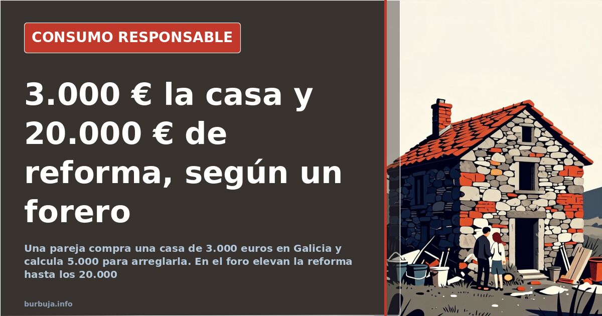 Interior de una casa de piedra en Galicia comprada por 3.000 euros, con suelo de madera y paredes de granito sin reformar