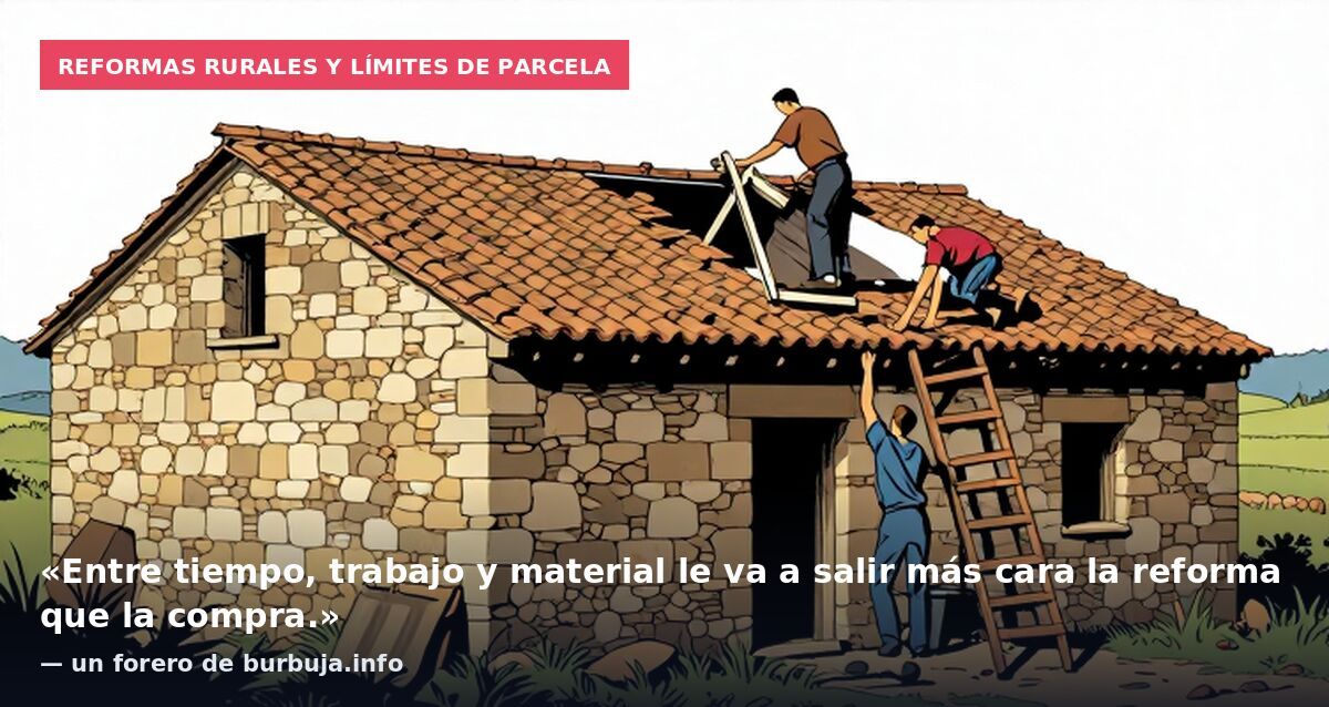 Reformas rurales y límites de parcela: «Entre tiempo, trabajo y material le va a salir más cara la reforma que la compra.» — un forero de burbuja.info