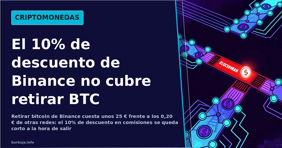 Red de nodos y circuitos luminosos en cian y violeta ilustrando las comisiones de Binance al comprar y retirar criptomonedas