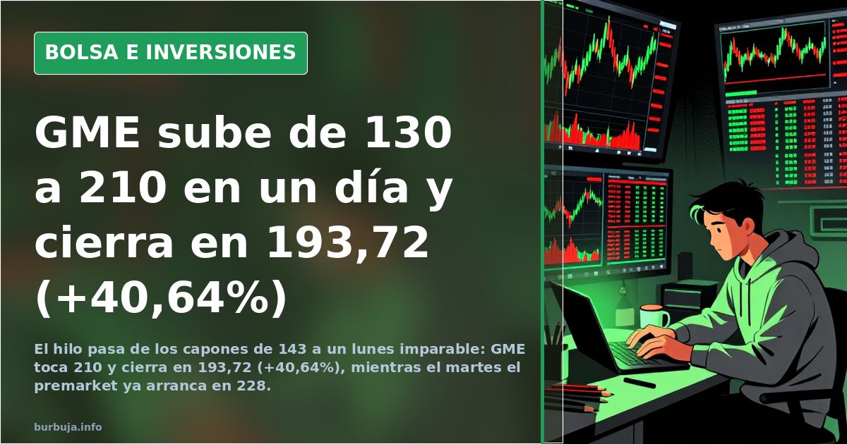 GME sube de 130 a 210 en un día y cierra en 193,72 (+40,64%)
