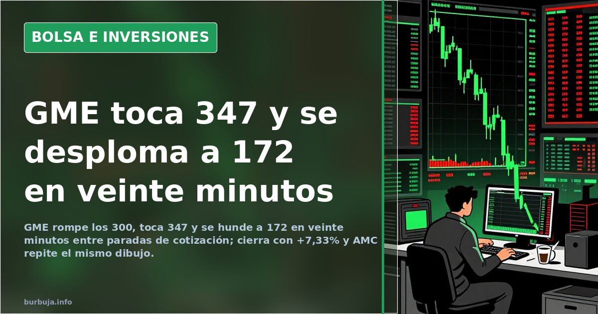 GME toca 347 y se desploma a 172 en veinte minutos