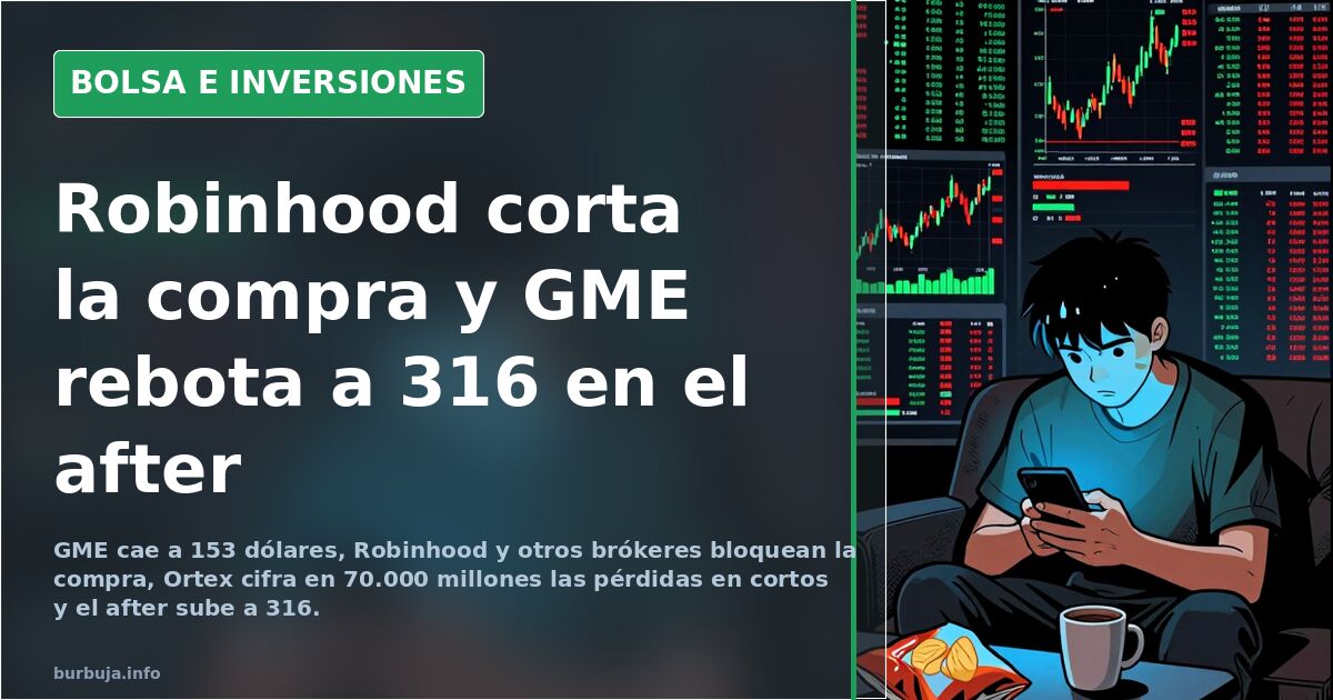 Robinhood corta la compra y GME rebota a 316 en el after