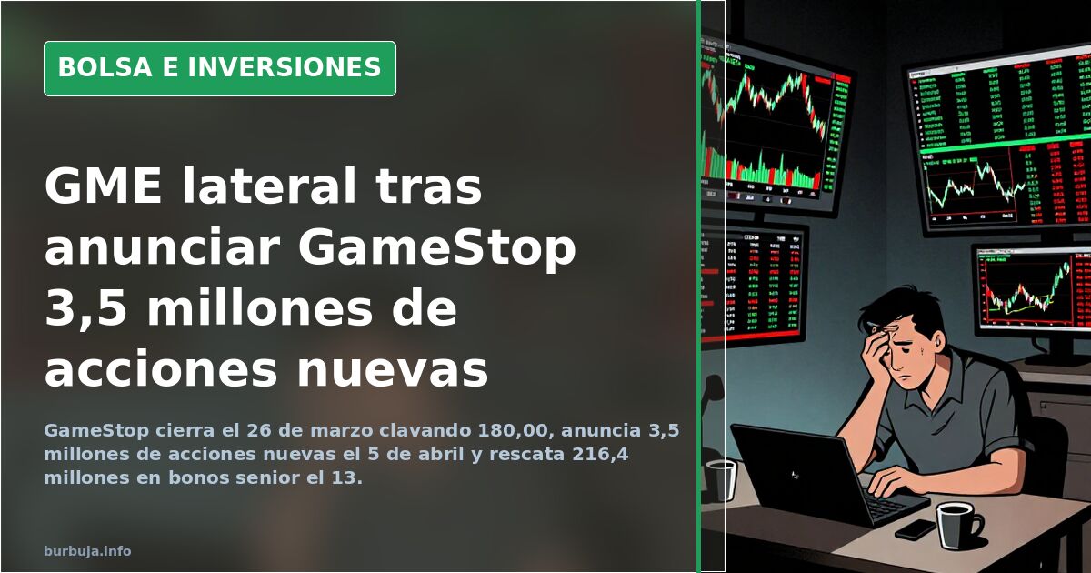 GME lateral tras anunciar GameStop 3,5 millones de acciones nuevas