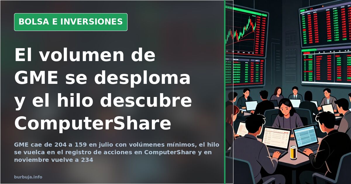 El volumen de GME se desploma y el hilo descubre ComputerShare