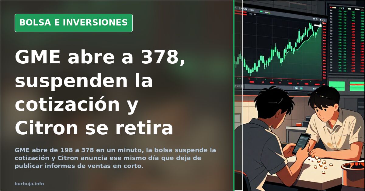GME abre a 378, suspenden la cotización y Citron se retira