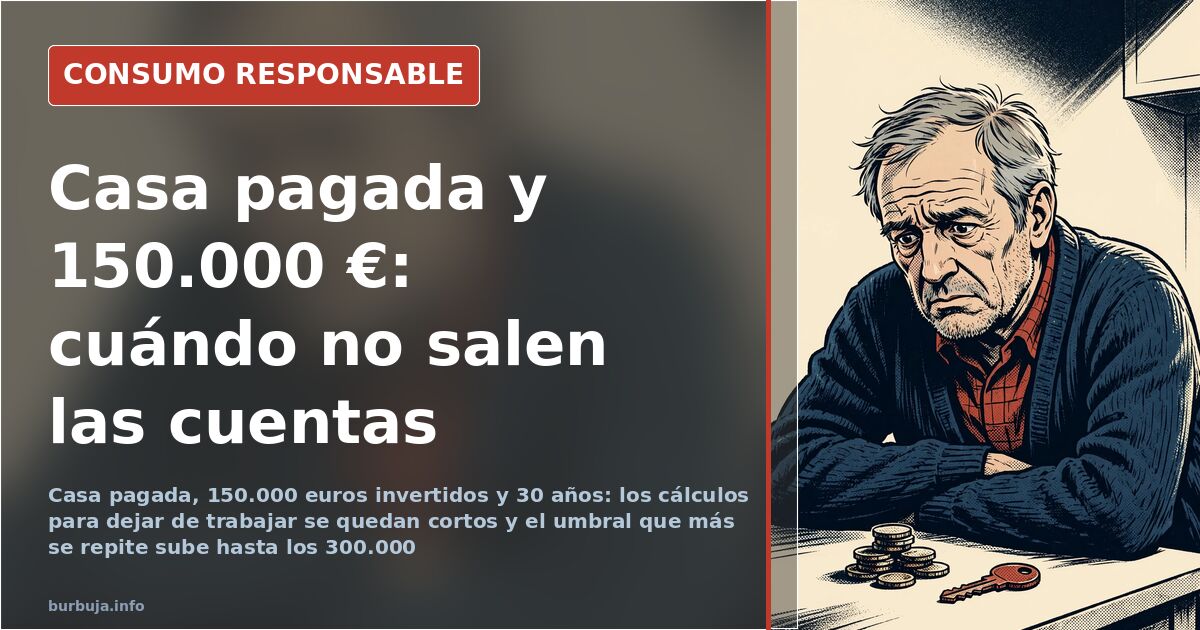 Persona joven con la vivienda ya pagada revisando sus ahorros e inversiones para dejar de trabajar con 150.000 euros