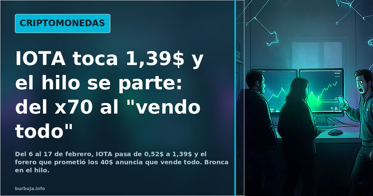 IOTA toca 1,39$ y el hilo se parte: del x70 al "vendo todo"