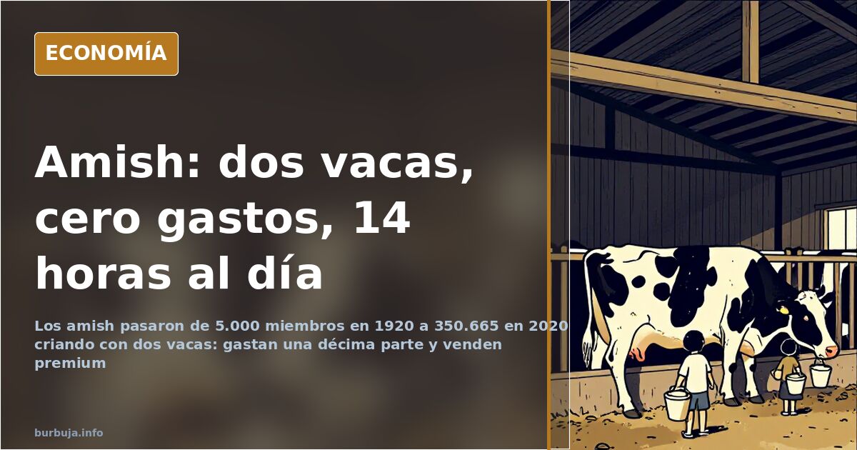 Granja amish con dos vacas tirando de un arado en un campo fértil junto a un granero de madera