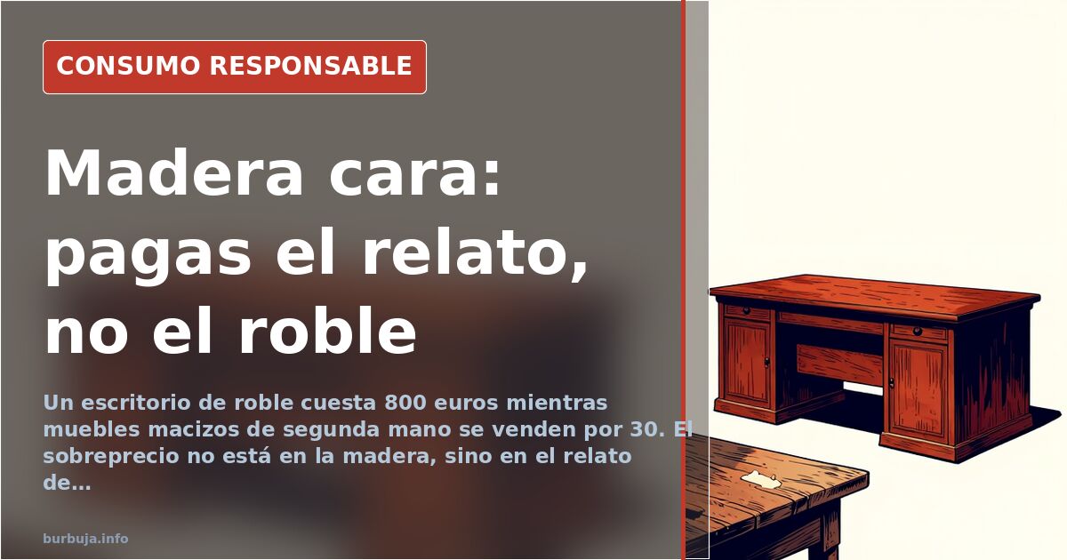 Escritorio de madera de roble en una habitación, símbolo del sobreprecio de los muebles de madera de calidad frente al coste 