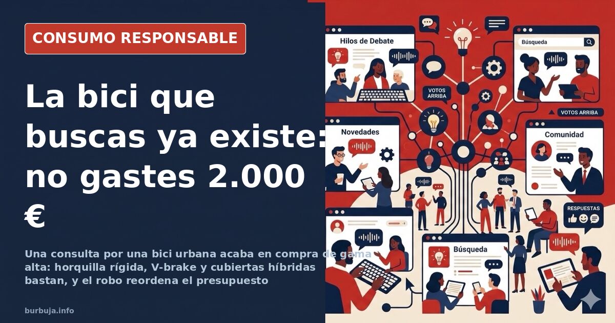 Bicicleta urbana aparcada en la calle con candado de cadena, imagen de la compra de una bicicleta para trayectos diarios por 