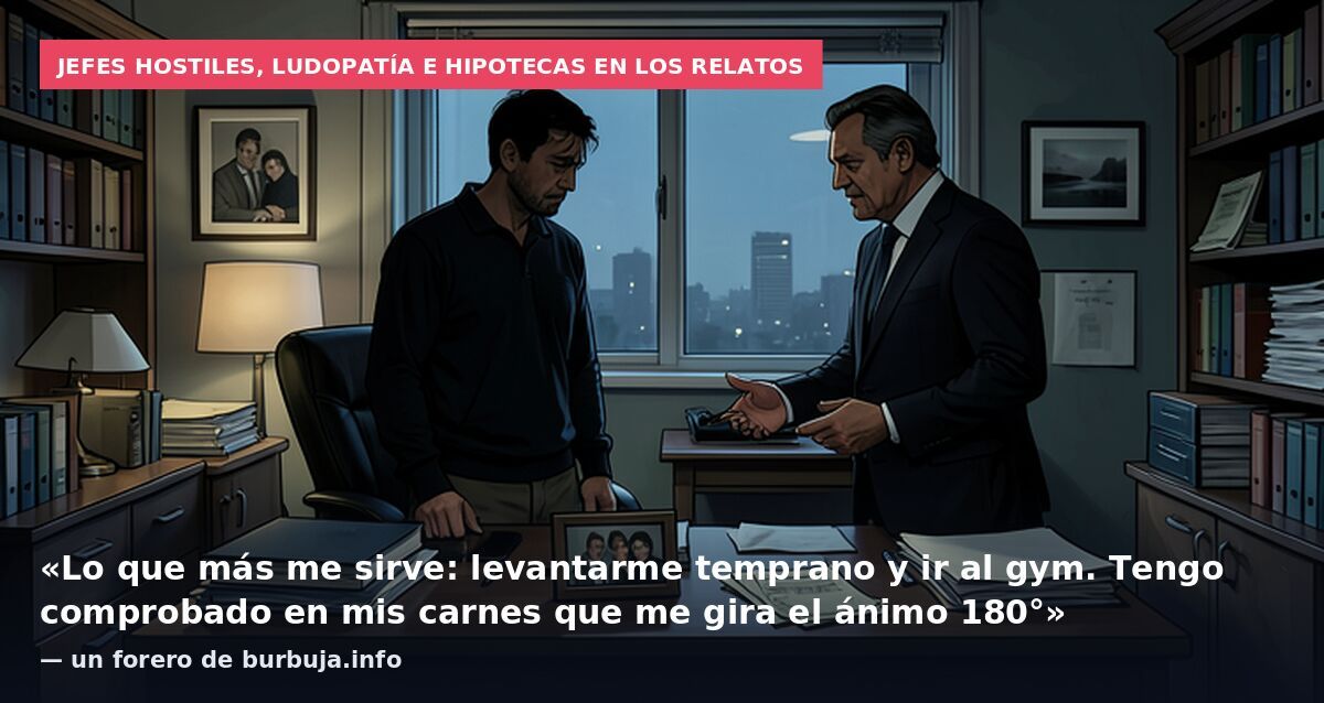 Jefes hostiles, ludopatía e hipotecas en los relatos: «Lo que más me sirve: levantarme temprano y ir al gym. Tengo comprobado en mis carnes que me gira el ánimo 180°» — un forero de burbuja.info