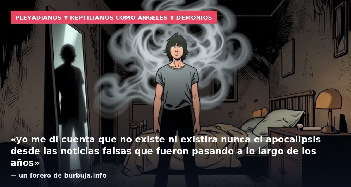Pleyadianos y reptilianos como ángeles y demonios: «yo me di cuenta que no existe ni existira nunca el apocalipsis desde las noticias falsas que fueron pasando a lo largo de los años» — un forero de burbuja.info