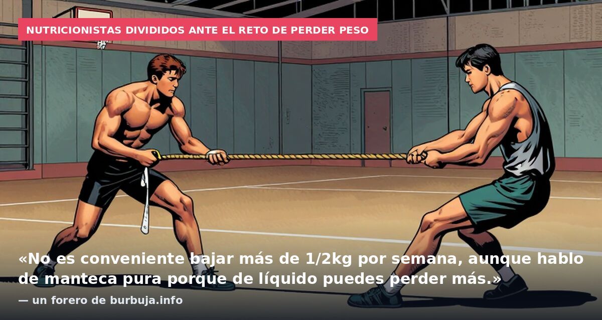 Nutricionistas divididos ante el reto de perder peso: «No es conveniente bajar más de 1/2kg por semana, aunque hablo de manteca pura porque de líquido puedes perder más.» — un forero de burbuja.info